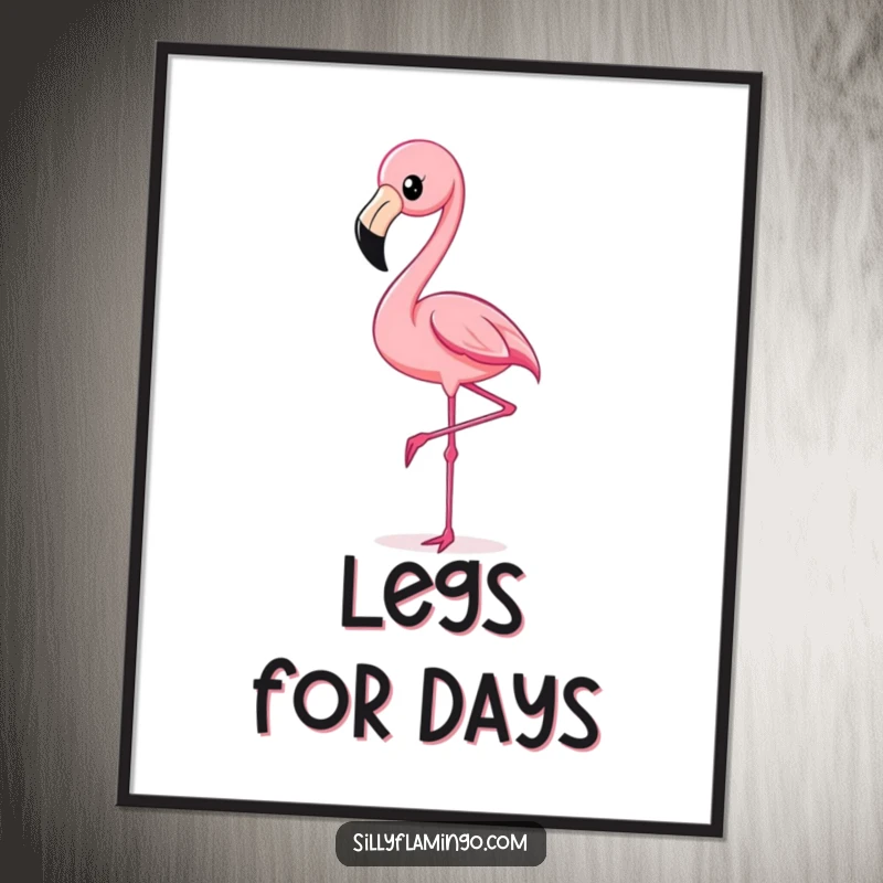 Funny Flamingo Kick Poster showcasing a vibrant flamingo performing an exaggerated high leg kick, adding humorous tropical art.