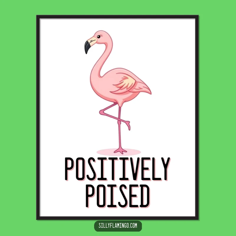 Funny Kawaii Flamingo Poster: Graceful Art for a Cute Space