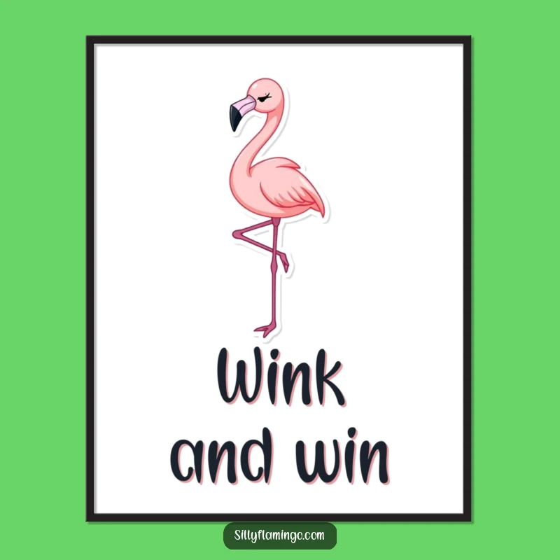 Funny Flamingo Wink Poster: Elegant & Hilarious Bird Art for Sophisticated Decor