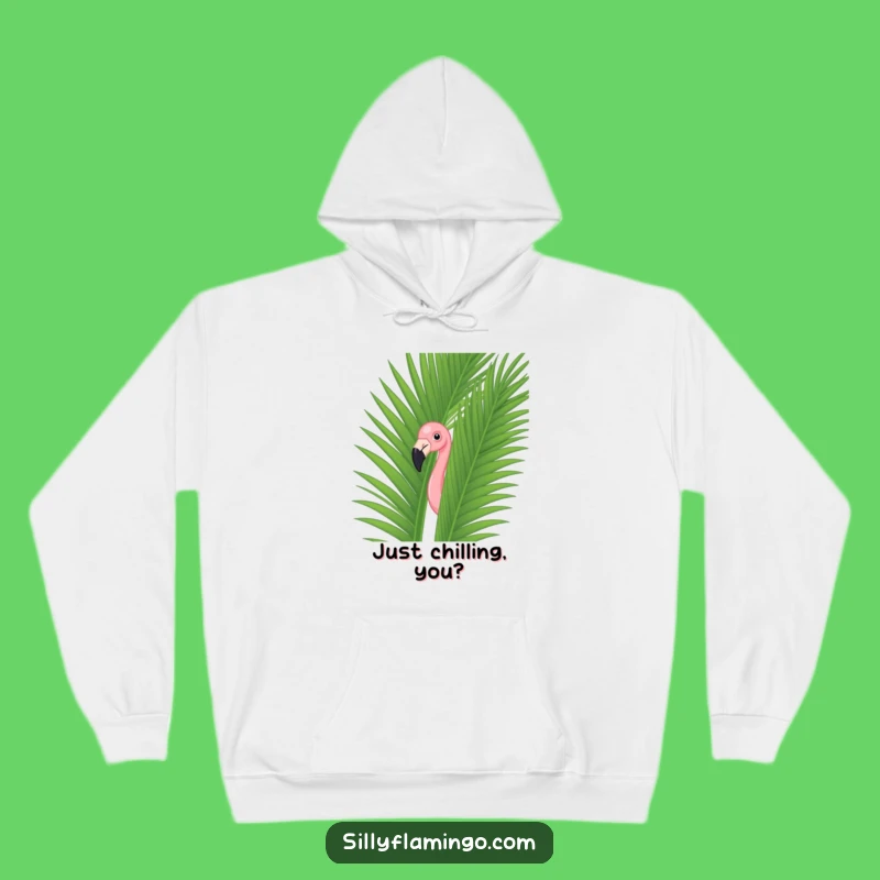 Funny Flamingo Palm Leaf Hoodie: Cozy Tropical Bird Hiding Funny Gift