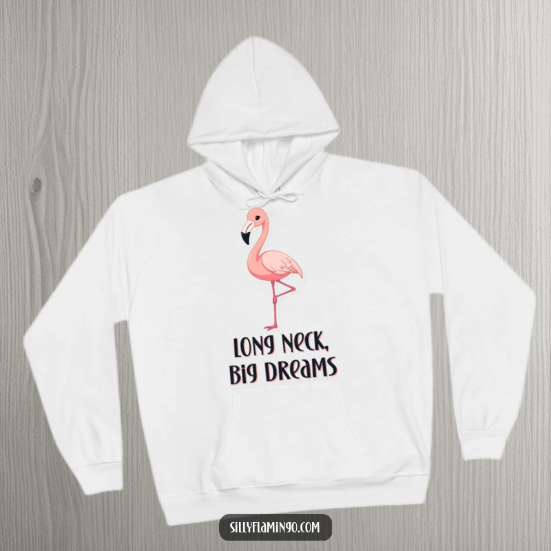 Funny hoodie featuring a cute flamingo gracefully extending its leg, offering cozy comfort and a touch of elegance, a perfect gift.