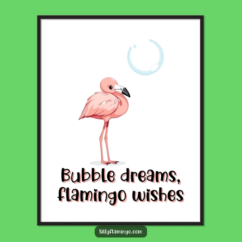Funny Free Printable Wall Art: Curious Flamingo Bubble for Enchanting Downloadable Decor!