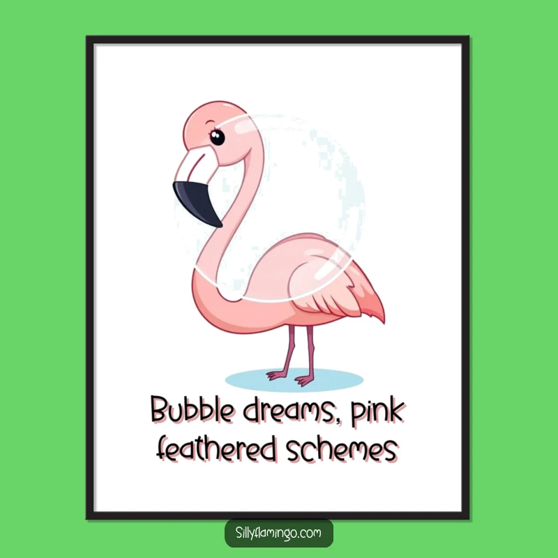 Funny Free Printable Wall Art: Flamingo Bubble Art for a Whimsical Space