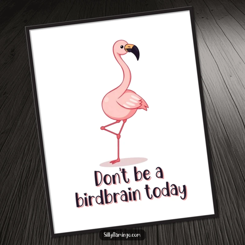 Funny Free Printable Wall Art: A vibrant flamingo enthusiastically dancing with legs kicked high, squawking with pure joy, bringing cheer.