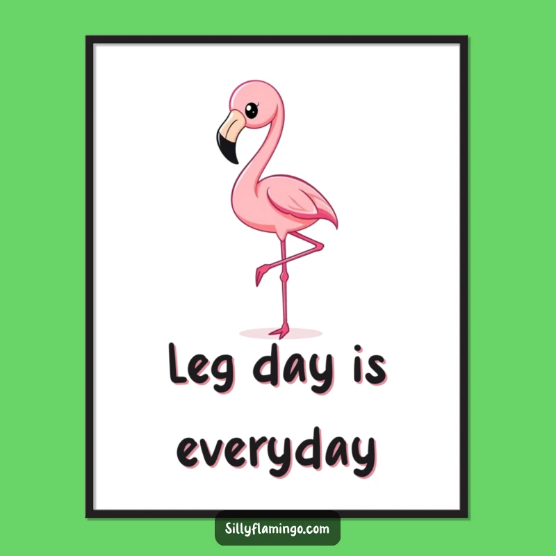 Free Printable Kicking Flamingo Wall Art: Funny Bird Tropical Downloadable Decor