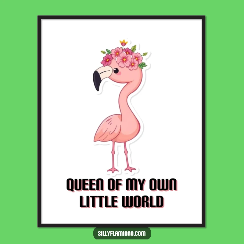 Free Printable Wall Art: Regal Flamingo, Flower Crown Chic, Downloadable Decor