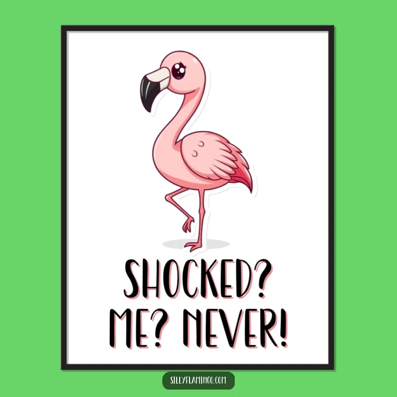 Free Printable Wall Art: Shocked Flamingo Head Bob for Whimsical, Downloadable Interior Decor