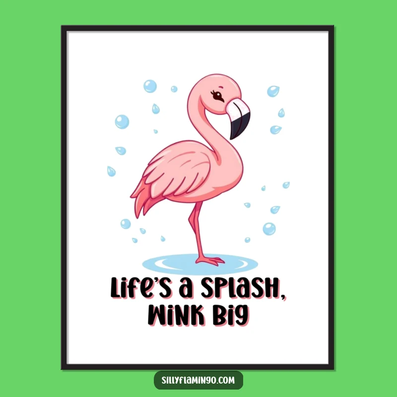 Funny Free Printable Wall Art: Winking Flamingo - Sparkling Downloadable Art