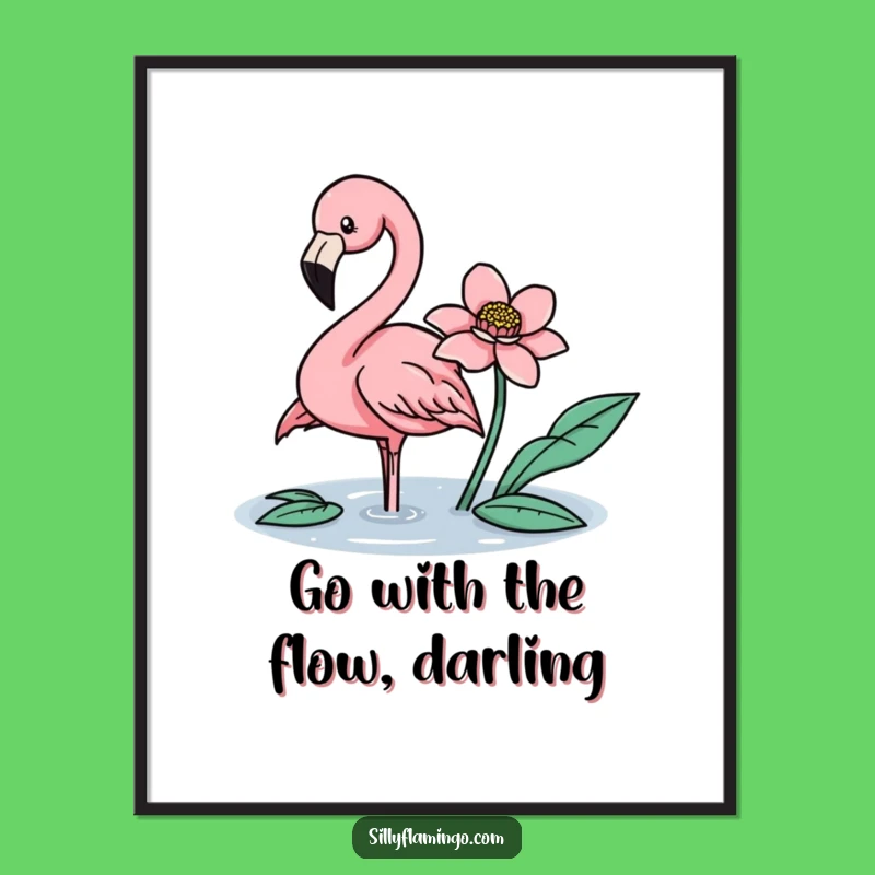 Free Printable Wall Art: Flamingo Nudges Flower - Elegant Downloadable Art
