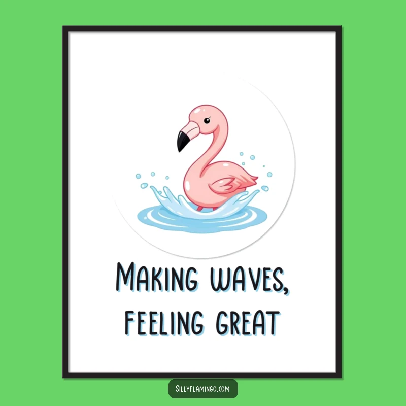 Free Printable Splashing Flamingo Wall Art: Funny Bird Tropical Downloadable Decor