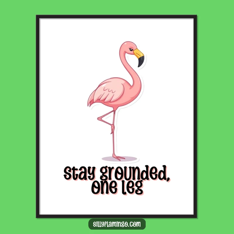 Free Printable Wall Art: Cheerful Flamingo Balance Humorous Downloadable Decor