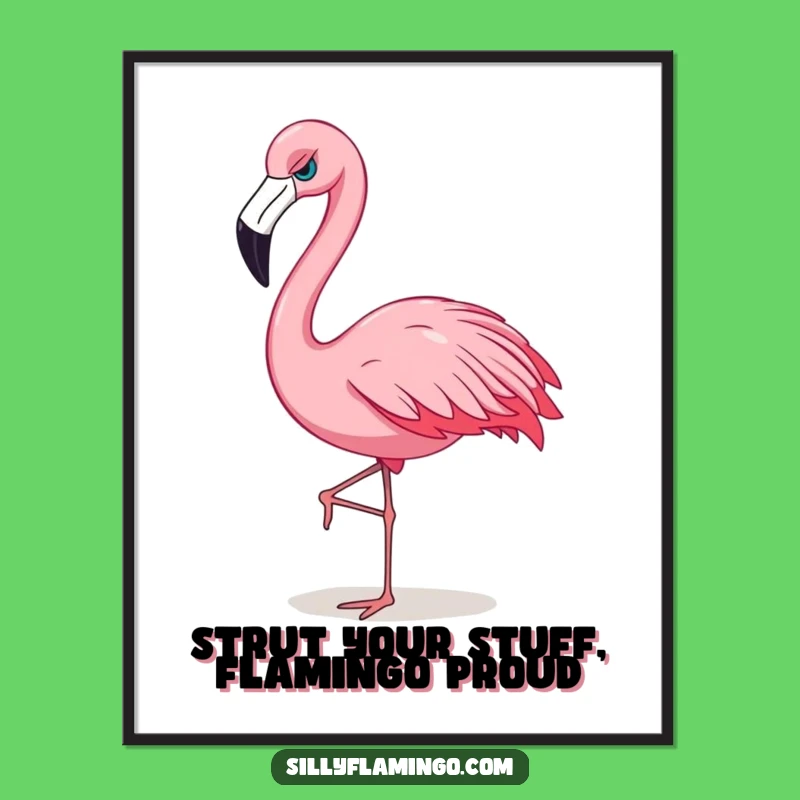 Funny Free Printable Wall Art: Sassy Flamingo Strut Downloadable Decor