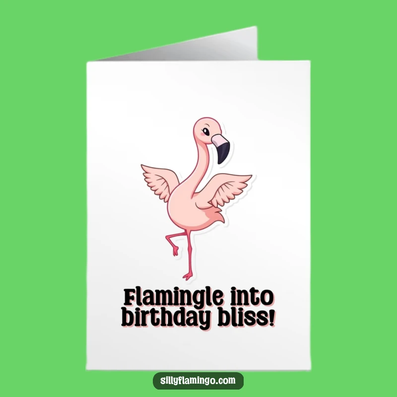 Free Printable Birthday Card: Kawaii Flamingo Wink Funny Downloadable Gift