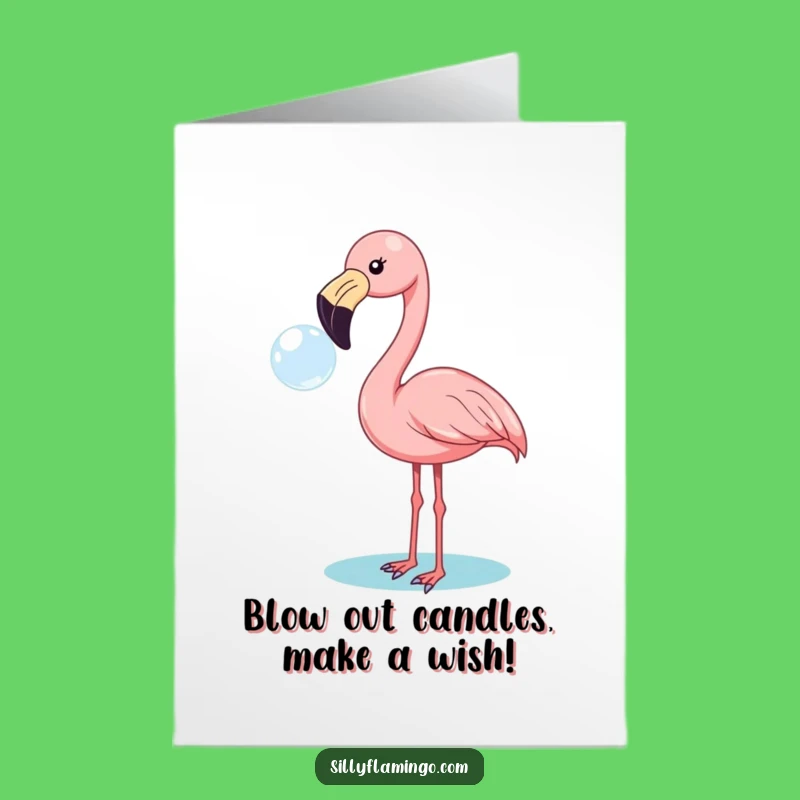 Free Printable Birthday Card: Funny Flamingo Bubble Blowing Downloadable Gift