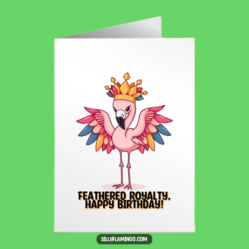 Free Printable Birthday Card: Funny Flamingo Crown Balancing Act - Downloadable DIY Gift!