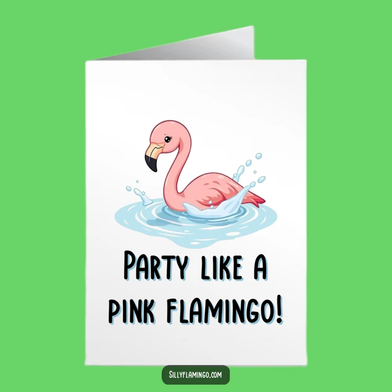 Free Printable Birthday Card: Splashing Flamingo Pool Fun Funny Downloadable Gift