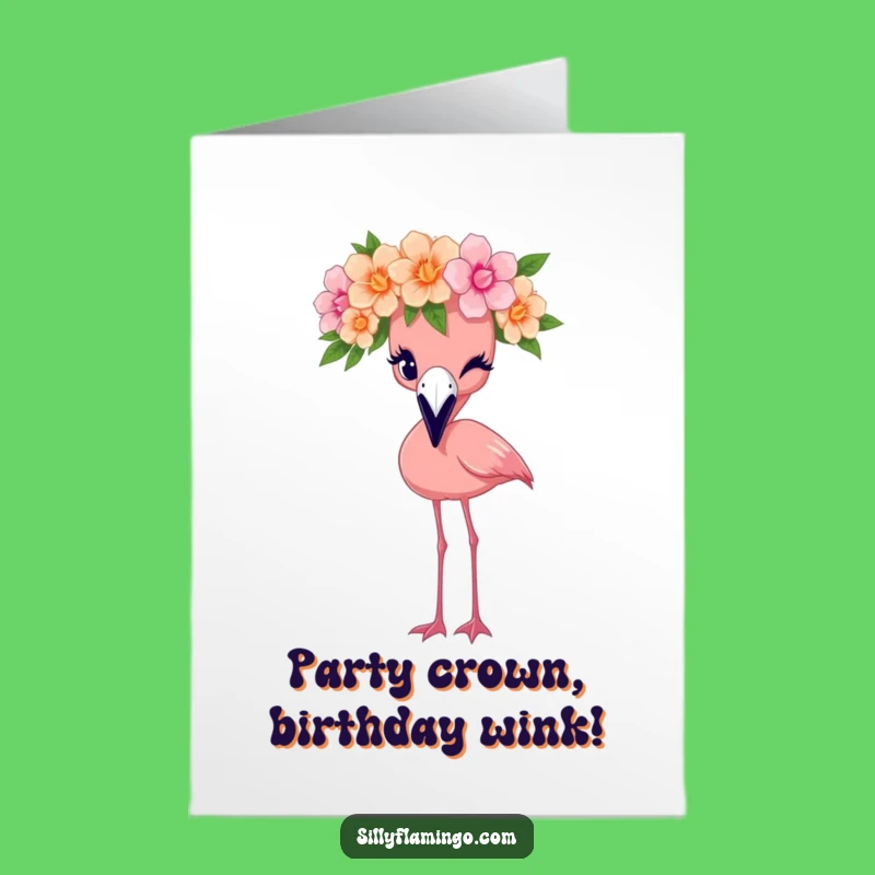 Free Printable Birthday Card: Witty Flamingo Flower Crown Downloadable Gift