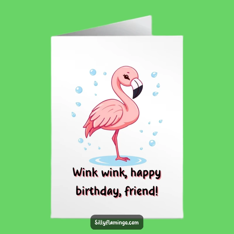 Funny Free Printable Birthday Card: Winking Flamingo - Sparkling Downloadable
