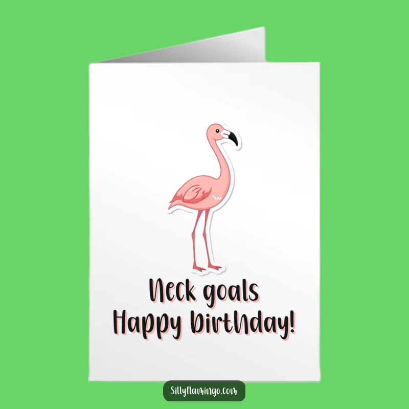 Free Printable Flamingo Birthday Card: Funny Stretching Bird Downloadable Gift for Her