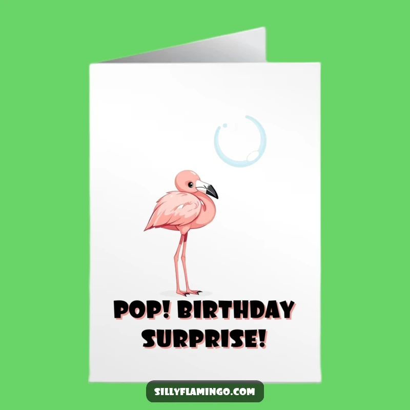 Free Printable Birthday Card: Curious Flamingo Bubble for Whimsical Downloadable Gift!