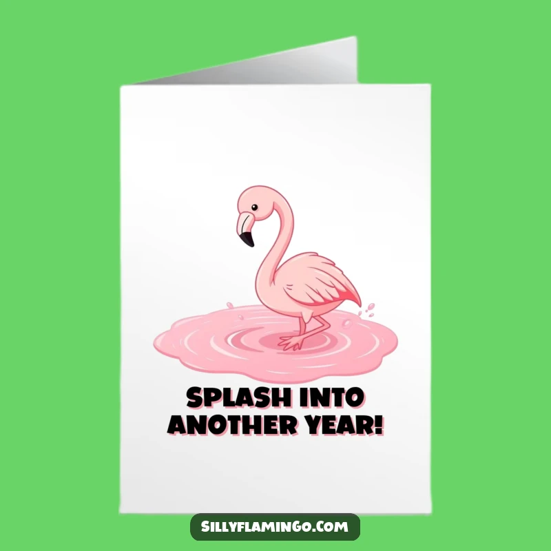 Free Printable Birthday Card: Fun Flamingo Splash Downloadable Funny Gift