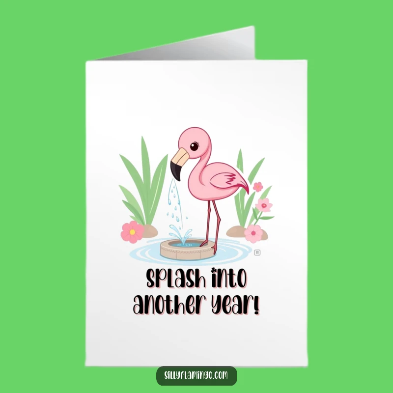 Funny Free Printable Birthday Card: Flamingo Fountain Fun - Hilarious Downloadable!