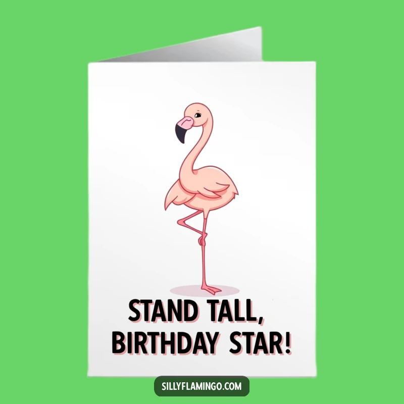 Funny Free Printable Birthday Card: Flamingo Balance - Hilarious Downloadable Fun!