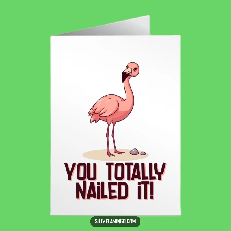 Free Printable Congrats Card: Amusing Flamingo Pebble Toss for Your Awesome Downloadable Celebration