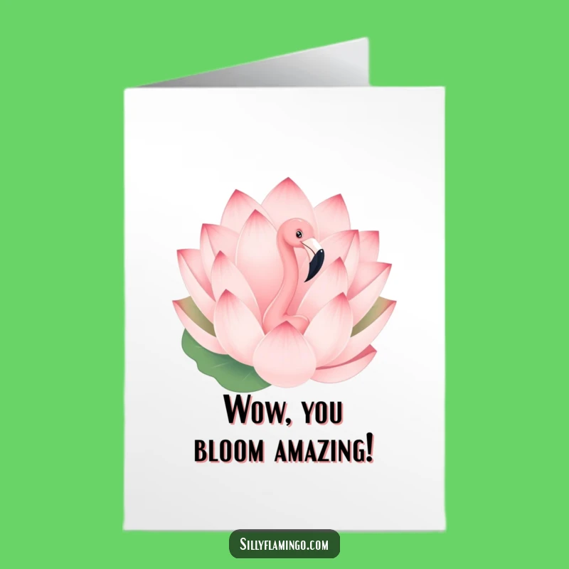 Free Printable Congrats Card: Flamingo's Blooming Lotus Surprise