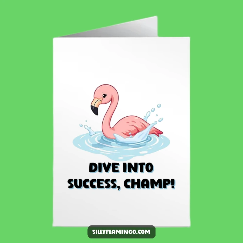 Free Printable Congrats Card: Splashing Flamingo Pool Party Funny Downloadable
