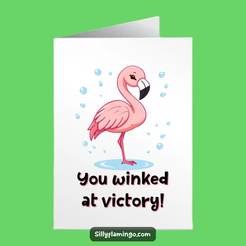 Free Printable Congrats Card: Winking Flamingo - Sparkling Celebration