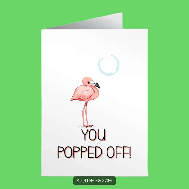 Free Printable Greeting Card: Curious Flamingo Bubble for Curious Congratulations Downloadable Gift!