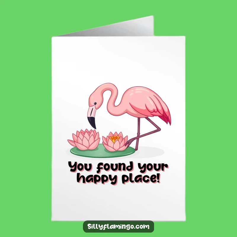 Free Printable Congrats Card - Flamingo Celebrates with a Water Lily Treat!