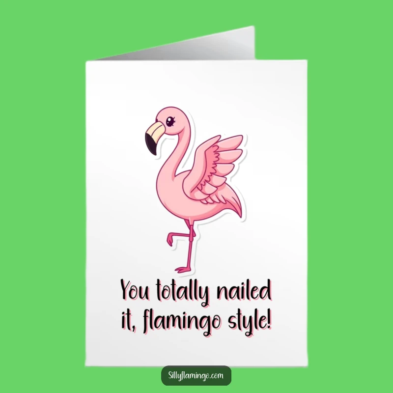 Free Printable Kawaii Flamingo Congrats Card: Subtle Flap of Success Downloadable