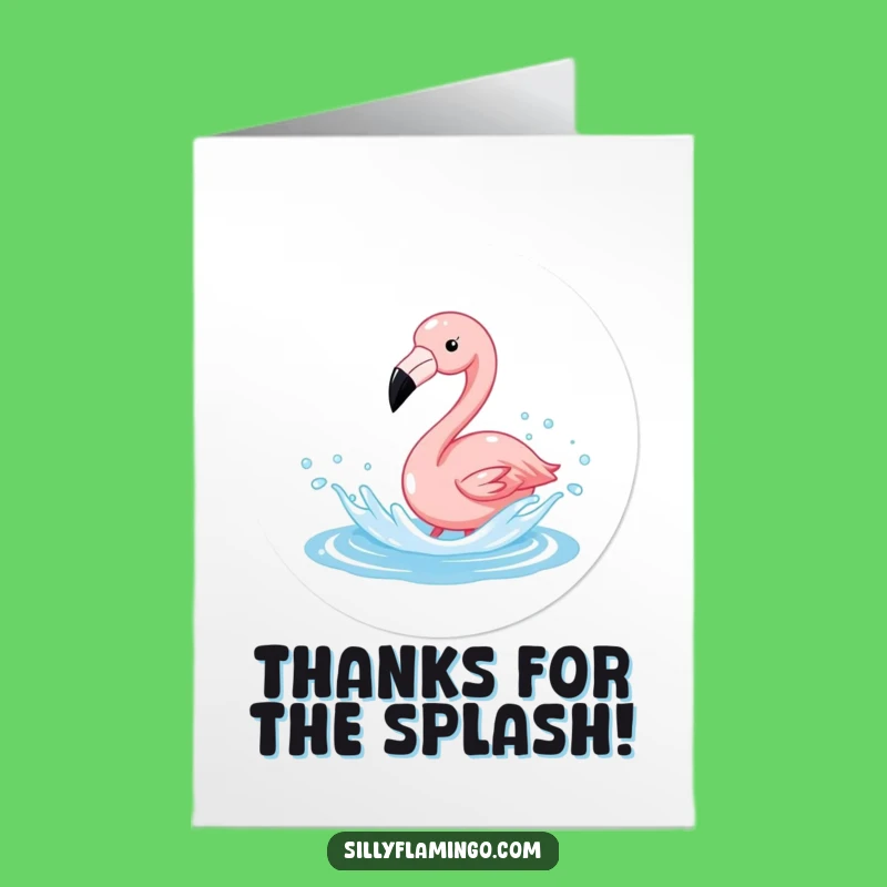 Free Printable Splashing Flamingo Thank You Card: Funny Bird Downloadable Gift