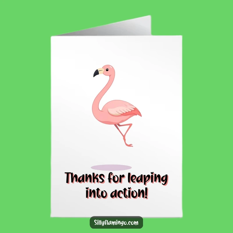 Free Printable Thank You Card: Funny Flamingo Leap to Express Gratitude Downloadable