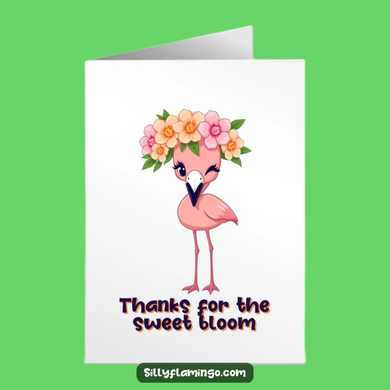 Free Printable Thank You Card: Winking Flamingo Flower Crown Downloadable