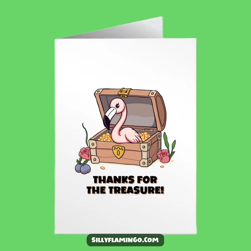 Free Printable Treasure Flamingo Thank You Card: Funny Bird Downloadable Gift