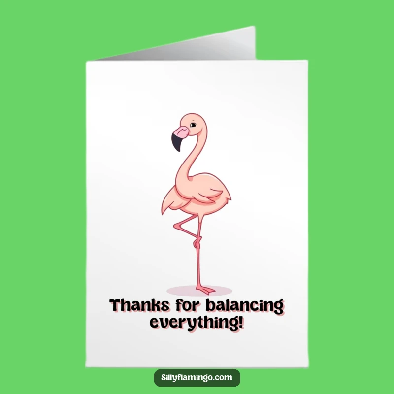 Funny Free Printable Thank You Card: Flamingo Balance - Cute Downloadable Gift!