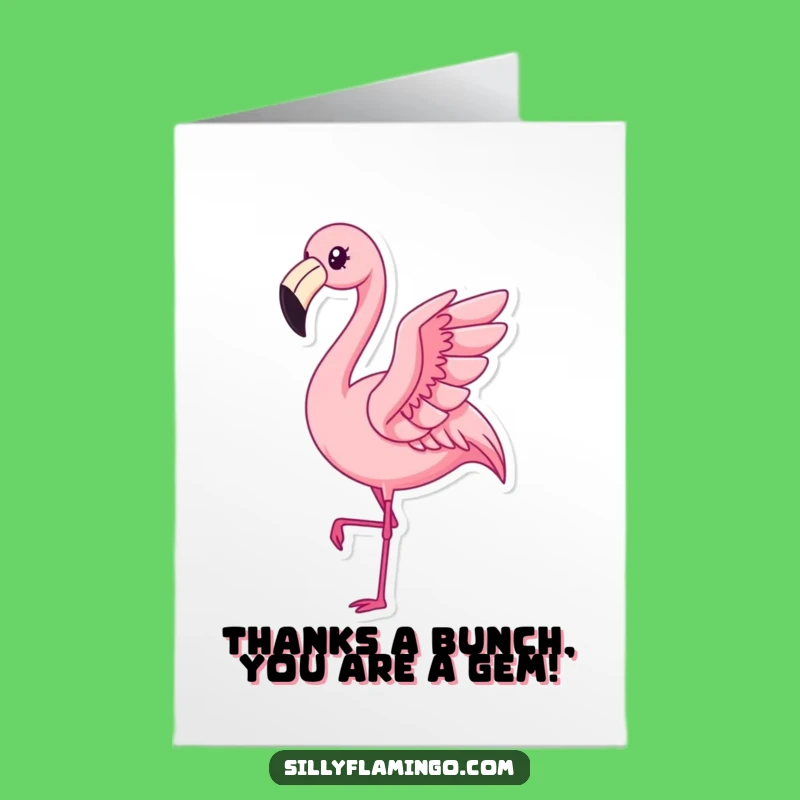 Free Printable Kawaii Flamingo Thank You Card: Flappy Gratitude Downloadable