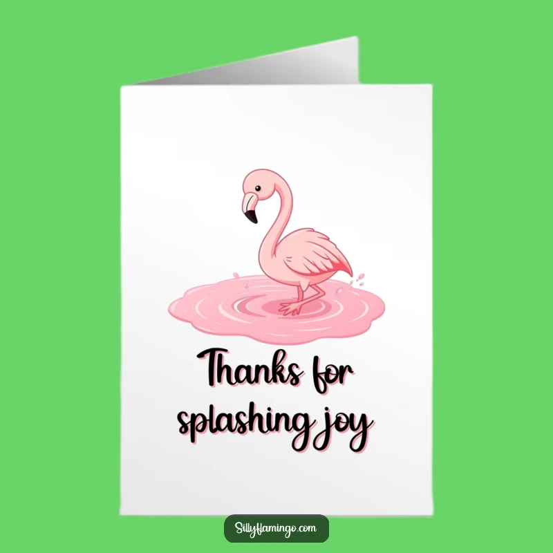 Free Printable Thank You Card: Playful Flamingo Splash Downloadable