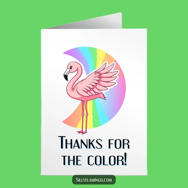 Colorful Flamingo Thank You Card Free Printable: Rainbow Gratitude Downloadable Gift