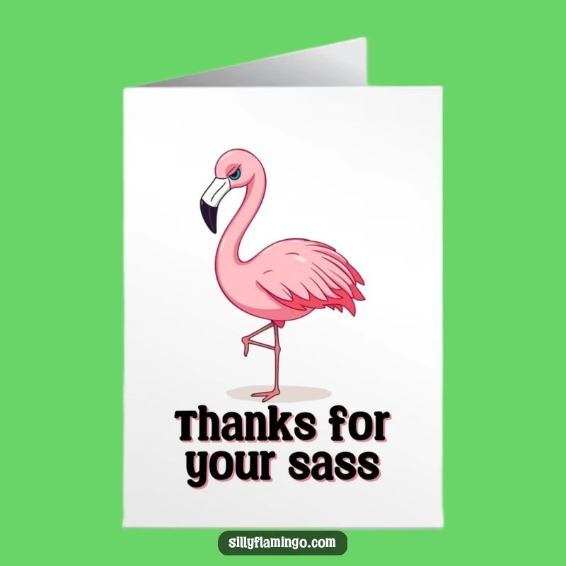 Free Printable Thank You Card: Sassy Flamingo Strut Downloadable
