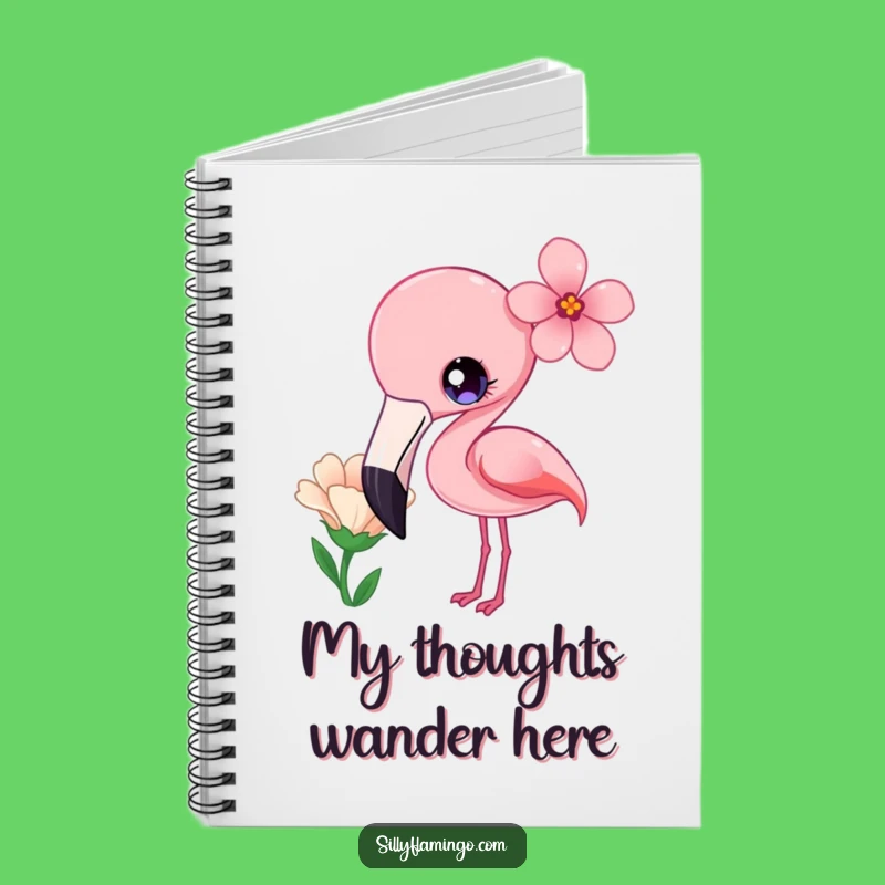 Funny Kawaii Flamingo Curious Flower Notebook - Adorable Journal for Nature Lovers