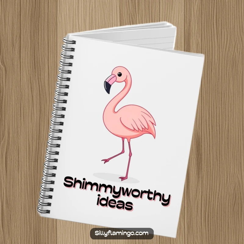 Funny Flamingo Notebook: A flamingo performs a happy shimmy dance, ideal for jotting down notes or creative ideas. A whimsical and humorous writing tool.