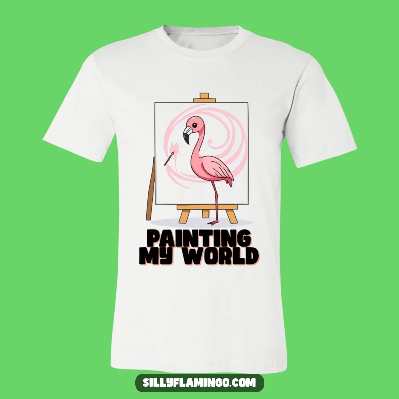 Funny Flamingo Artist T-Shirt - Pink Swirl Painting, Creative Bird Tee, Art Lover Gift