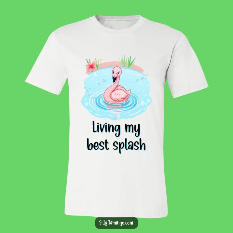 Funny Flamingo Splash T-Shirt: Joyful Bird Bathing Fun, Hilarious Tropical Tee