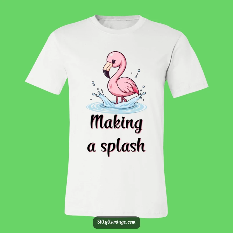 Funny Kawaii Flamingo Splashing Water T-Shirt - Adorable & Hilarious Pool Tee