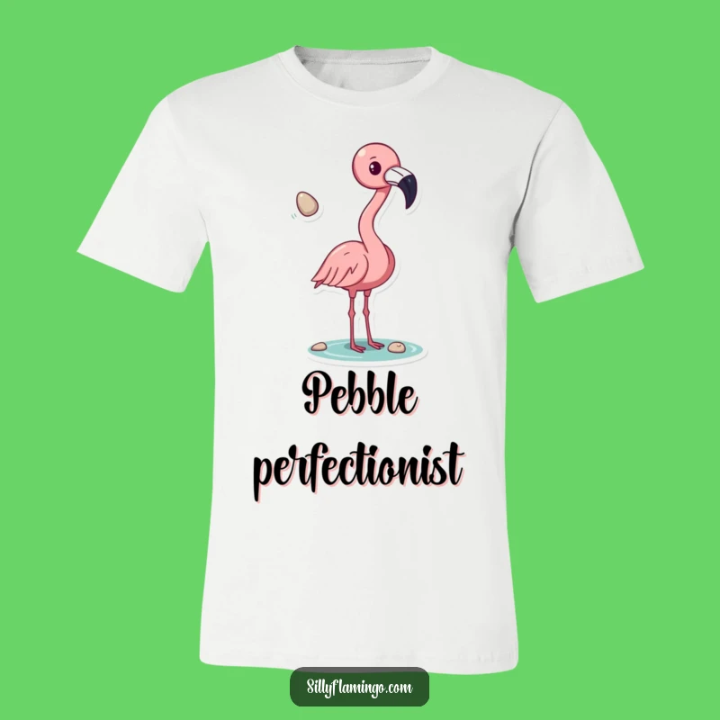 Funny Flamingo Pebble Tosser T-Shirt - Unique Bird Action Tee, Great Quirky Gift!