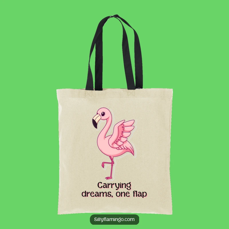 Funny Kawaii Flamingo Tote Bag: Pleased Bird's Flap, Stylish Humorous Carry-All Gift